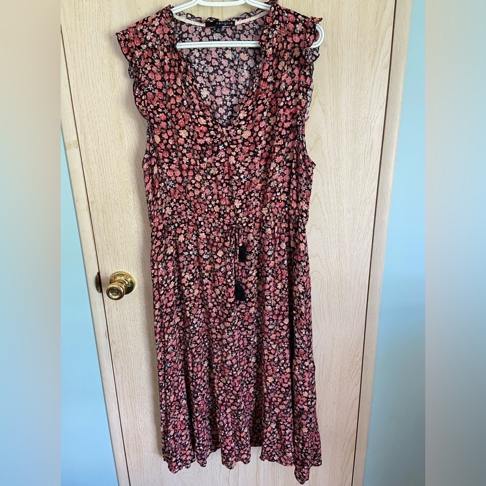 SANGRIA Floral Bohemian Peasant Dress Sz XL